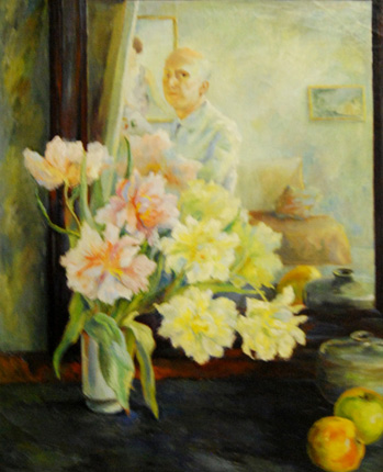 Selbstportrait hinter Blumenstrauß
Hartogh, Rudolf Franz  *1877 in Bremen  †1963 in Worpswede