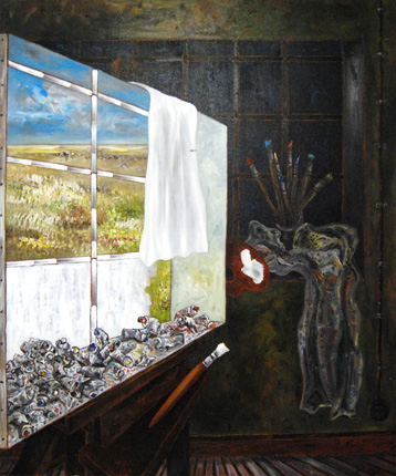 Atelierinterieur mit Leinwandbild
Häßler, Uwe *1938 in Altenburg